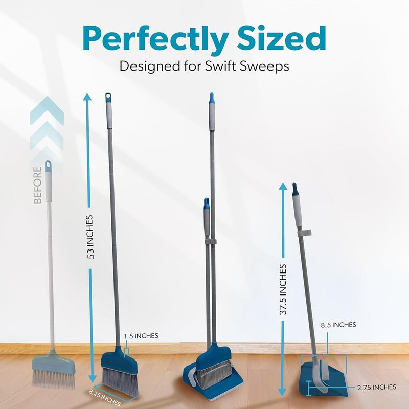 BLACK+DECKER Butler Broom & Dustpan Set - Stand-Up Design - Lightweight, Space-Saving Combo for Kitchen, Living Room, Bathroom, Lobby Floors - Home Cleaning Essential, Ocean Blue - Image 3